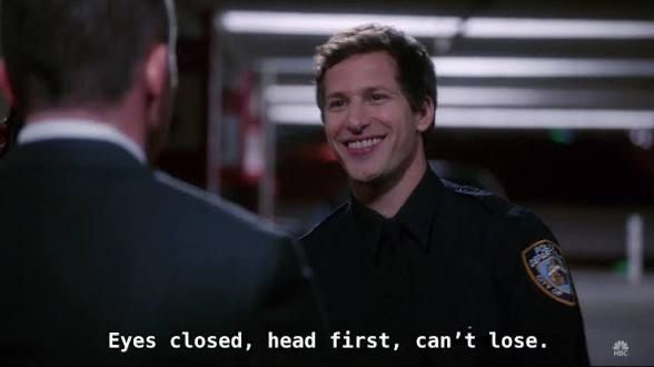 Eyes closed, head first meme template